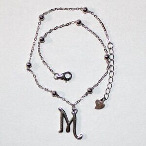 Sterling Silver Initial M Anklet